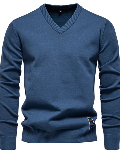 Load image into Gallery viewer, Men's Ribbed Hem V-Neck Long Sleeve Sweater
