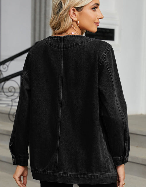 Load image into Gallery viewer, Pocketed V-Neck Button Up Denim Jacket
