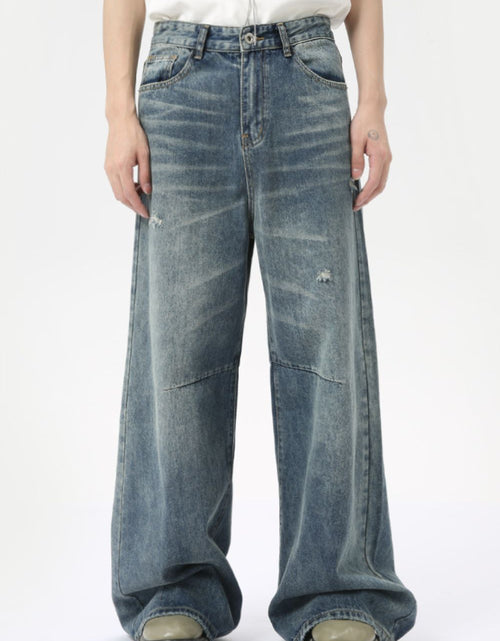 Load image into Gallery viewer, Distressed Wide Leg Men's Jeans with Pockets

