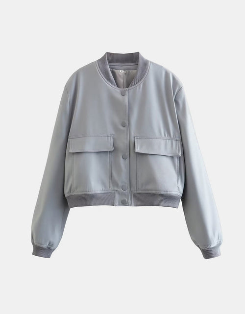 Load image into Gallery viewer, Pocketed Snap Down Baseball Collar Jacket

