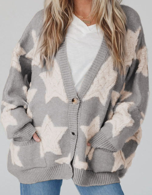 Load image into Gallery viewer, Star Button Up Long Sleeve Cardigan
