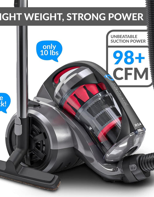 Load image into Gallery viewer, Prolux RS4 Lightweight Bagless Canister Vacuum with HEPA Filtration Premium Button Lock Tools and Automatic Cord Rewind by Prolux Cleaners

