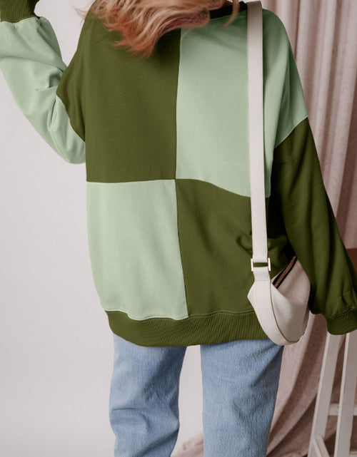 Load image into Gallery viewer, Color Block Half Button Long Sleeve Sweatshirt
