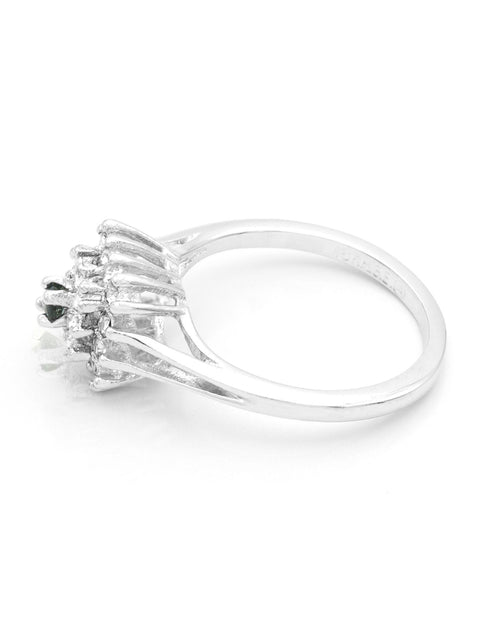 Load image into Gallery viewer, Vintage Clear Austrian Crystal Burst Ring 18kt White Gold Electroplated Made in USA by PVD Vintage Jewelry
