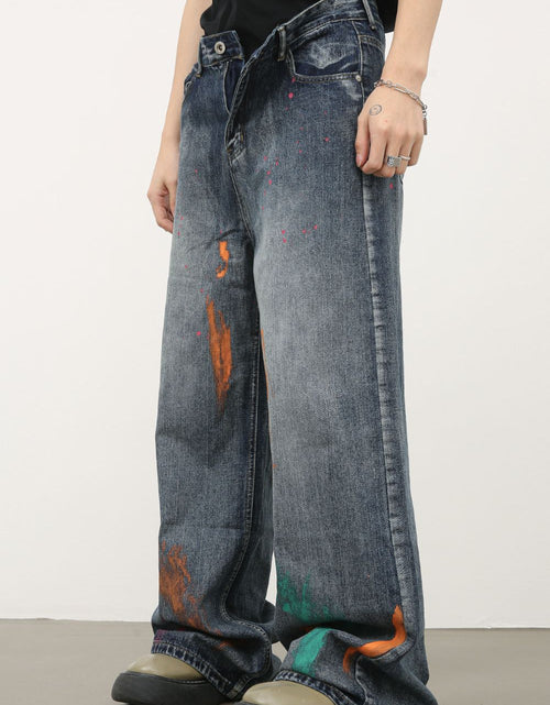 Load image into Gallery viewer, Men's Splash Print Wide Leg Jeans
