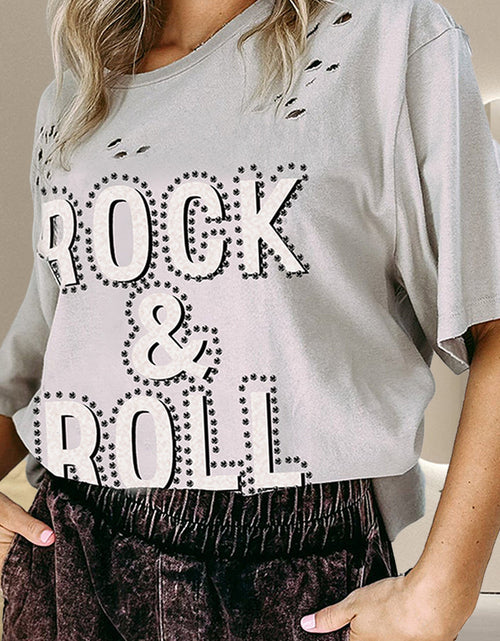 Load image into Gallery viewer, ROCK &amp; ROLL Round Neck Dropped Shoulder T-Shirt
