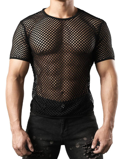 Load image into Gallery viewer, Men's Hollow Out Round Neck Short Sleeve Top
