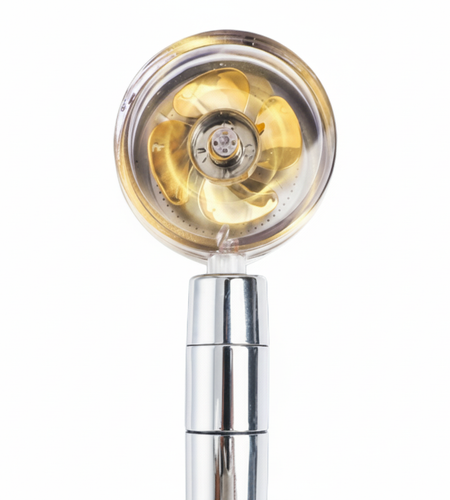 High Pressure Shower Head Adjustable 360° Rotation Turbine Water Saving Shower