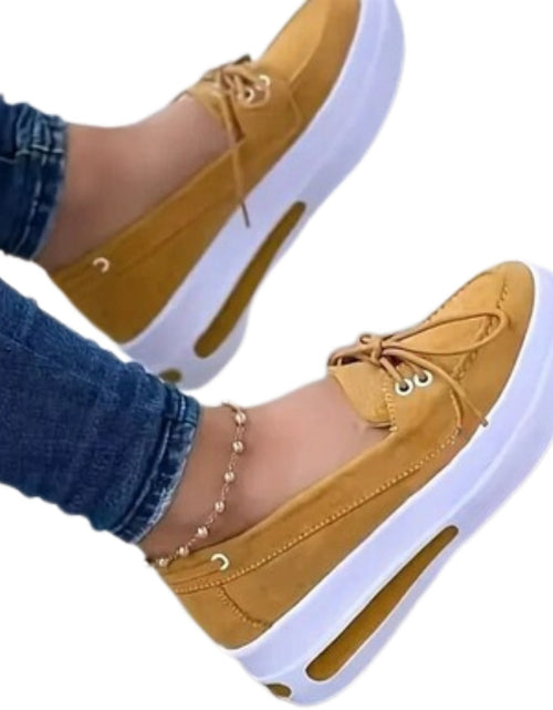Load image into Gallery viewer, Women Block Shoes Slip On Closed Toe Platform Flat Wedge Casual Lace Up Sneakers

