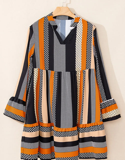 Load image into Gallery viewer, Printed Notched Long Sleeve Mini Dress
