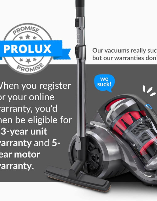 Load image into Gallery viewer, Prolux RS4 Lightweight Bagless Canister Vacuum with HEPA Filtration Premium Button Lock Tools and Automatic Cord Rewind by Prolux Cleaners
