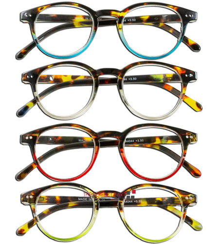 4 Pairs Mens Women Spring Hinge Round Horn Power Oval Reading Reader Glasses 1-4