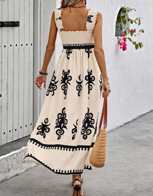 Load image into Gallery viewer, Smocked Printed Wide Strap Maxi Dress
