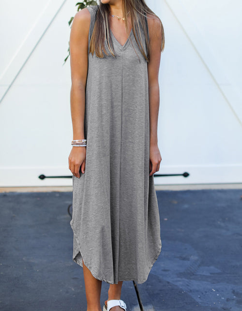 Load image into Gallery viewer, Full Size V-Neck Midi Tank Dress
