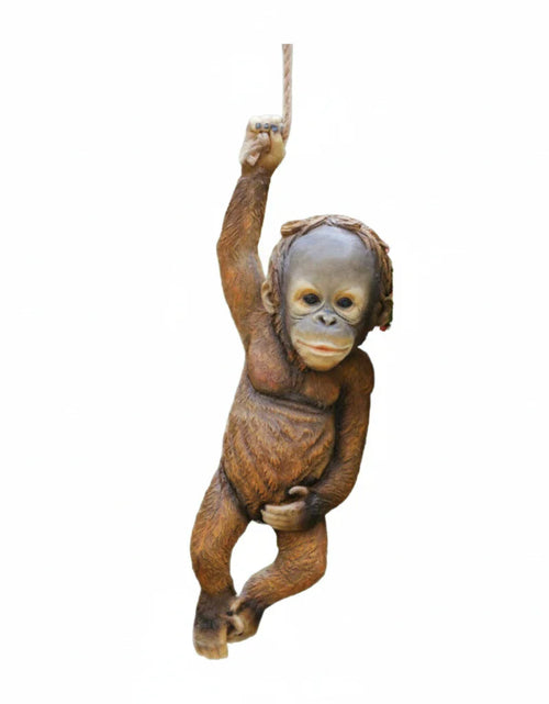 Load image into Gallery viewer, Monkey Chimp Hanging Rope Garden Ornament Outdoor Statue Sculpture Resin Decor
