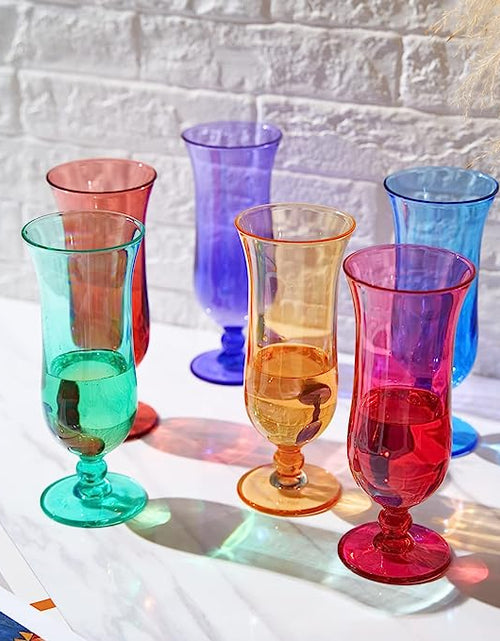 Load image into Gallery viewer, Unbreakable Color Hurricane Glasses | Set of 6 | 100% Tritan Drinkware, 14 oz Acrylic Dishwasher Safe Shatterproof BPA-free plastic, Reusable Pina Colada, Cocktail Margarita Tropical Party Drinkware by The Wine Savant
