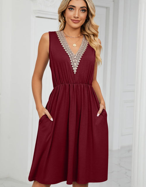 Load image into Gallery viewer, Contrast V-Neck Sleeveless Dress
