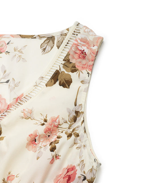 Load image into Gallery viewer, Printed Ruffled Hem V-Neck Sleeveless Dress
