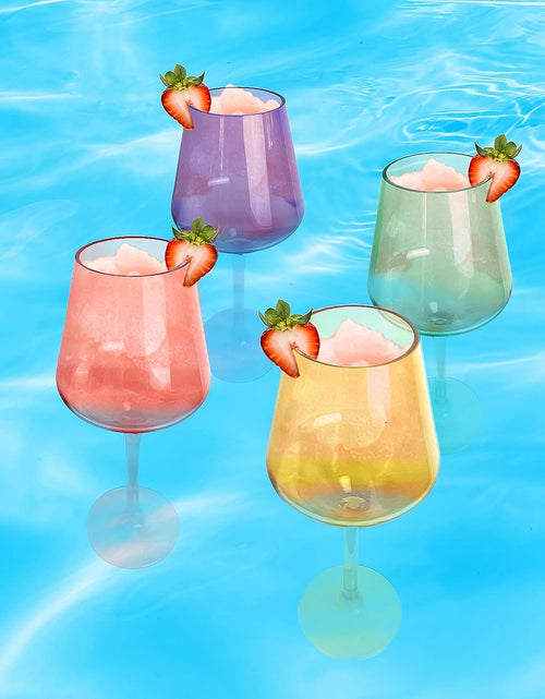Load image into Gallery viewer, Floating Wine Glasses for Pool - Set of 2-15 OZ Shatterproof Poolside Wine Glasses, Tritan Plastic Reusable, Beach Outdoor Cocktail, Wine, Champagne, Water Glassware Spring Summer (Muted Blue) by The Wine Savant
