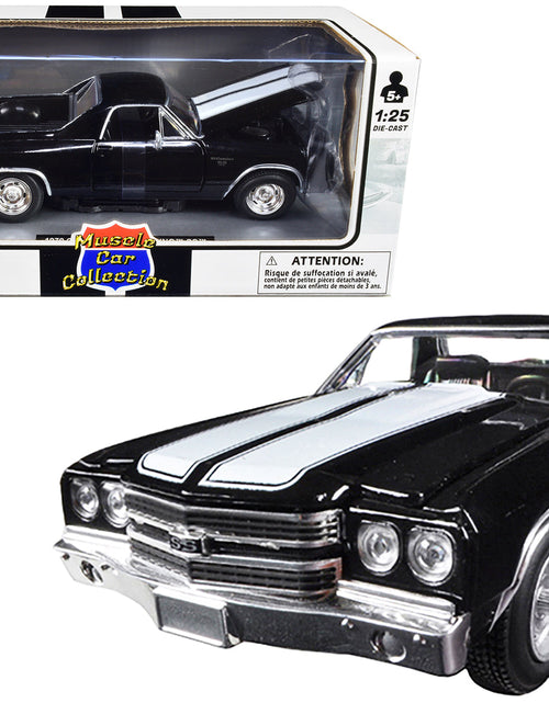 Load image into Gallery viewer, 1970 Chevrolet El Camino SS Black with White Stripes "Muscle Car Collection" 1/25 Diecast Model Car by New Ray
