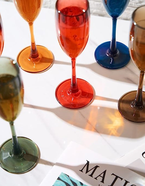 Load image into Gallery viewer, Unbreakable Pastel Color Acrylic Champagne Flutes Glasses | Set of 6 | European Style Toasting Cups 100% Tritan Drinkware, 5 oz Dishwasher Safe BPA-free plastic, Perfect for Wedding, Poolside Outdoors by The Wine Savant
