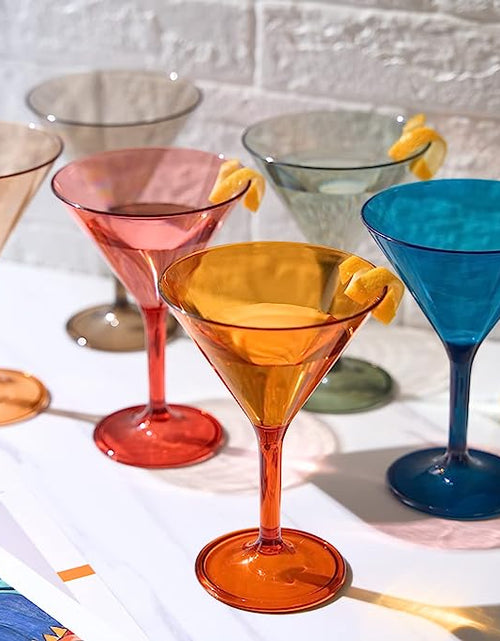 Load image into Gallery viewer, Unbreakable Pastel Color Acrylic Martini Glasses | Set of 6 | European Style Cocktail Cups 100% Tritan Drinkware, 5 oz Dishwasher Safe BPA-free plastic, For Wedding, Poolside Indoors &amp; Outdoors by The Wine Savant
