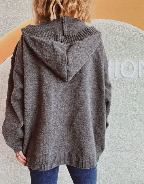 Load image into Gallery viewer, Dropped Shoulder Long Sleeve Hooded Cardigan
