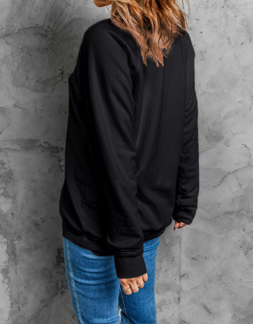 Load image into Gallery viewer, Rhinestone Checkered Lucky Clover Round Neck Sweatshirt
