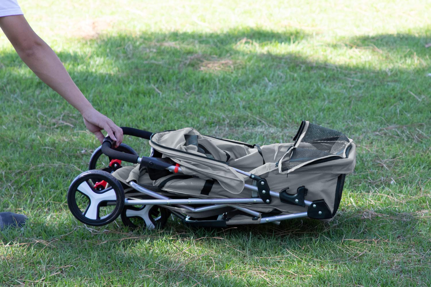 🐶 3 Wheel Elite Jogger Pet Stroller for Cat or Dog, Foldable, for Travel, Gray🐶 by Js House