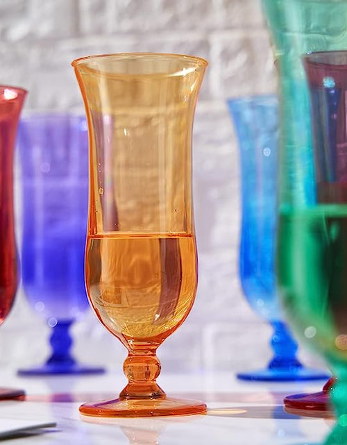 Load image into Gallery viewer, Unbreakable Color Hurricane Glasses | Set of 6 | 100% Tritan Drinkware, 14 oz Acrylic Dishwasher Safe Shatterproof BPA-free plastic, Reusable Pina Colada, Cocktail Margarita Tropical Party Drinkware by The Wine Savant
