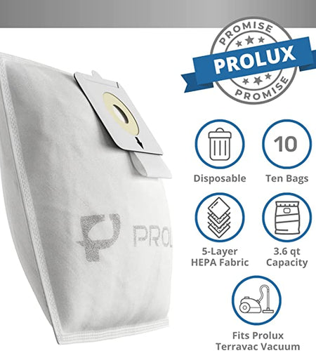 10 pack of bags for Prolux TerraVac Vacuum by Prolux Cleaners