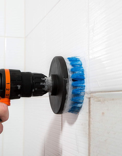 Load image into Gallery viewer, RevoClean 4 Piece Scrub Brush Power Drill Attachments-All Purpose Time Saving Kit-Perfect for Cleaning Grout, Tile, Counter, Shower, Grill, Floor, Kitchen, Blue &amp; White by TubShroom.com
