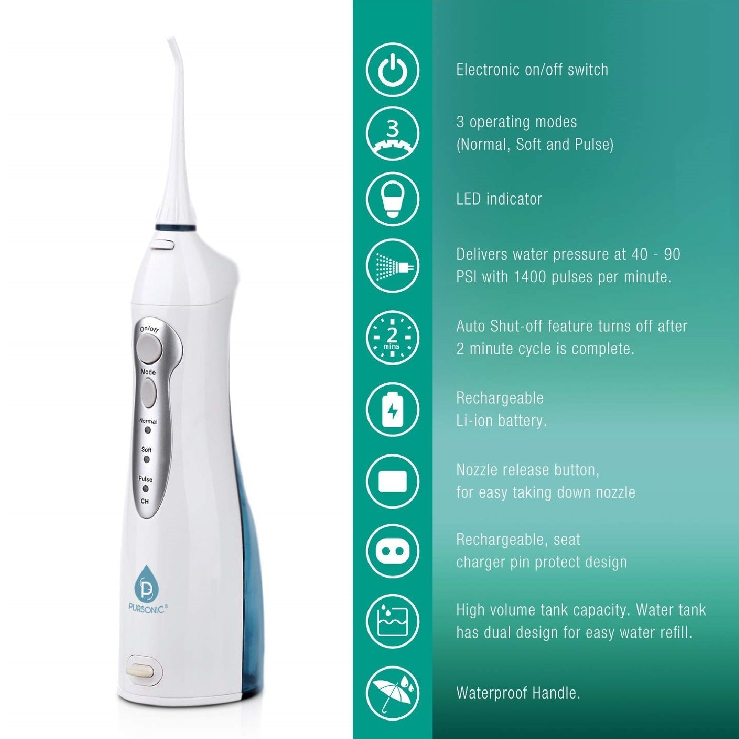 USB Rechargeable Oral Irrigator by Pursonic