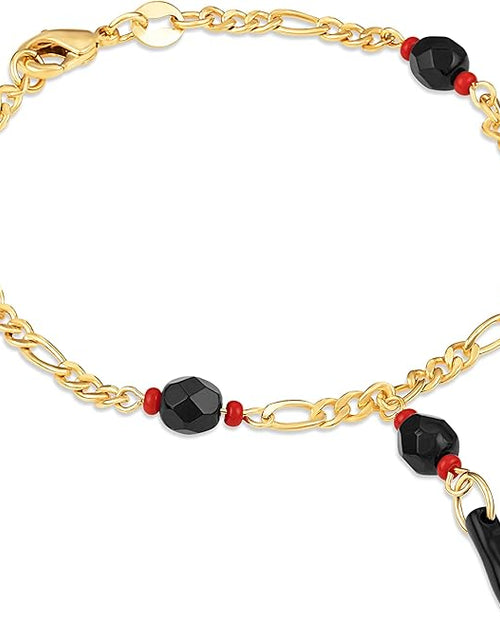 Load image into Gallery viewer, RMZ GOLD NYC 18K Gold Figaro Azabache Bracelet - Made In Brazil 6''
