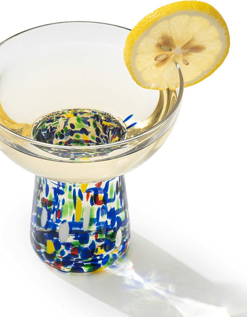 Load image into Gallery viewer, Stemless Margarita Glass – Set of 4 - Luxury Hand Blown Confetti Margaritas, for Cocktails, Water, Wine, Dessert, Martini &amp; Champagne Glasses Cinco de Mayo, Hand Blown Glass - Mexican Confetti Design by The Wine Savant
