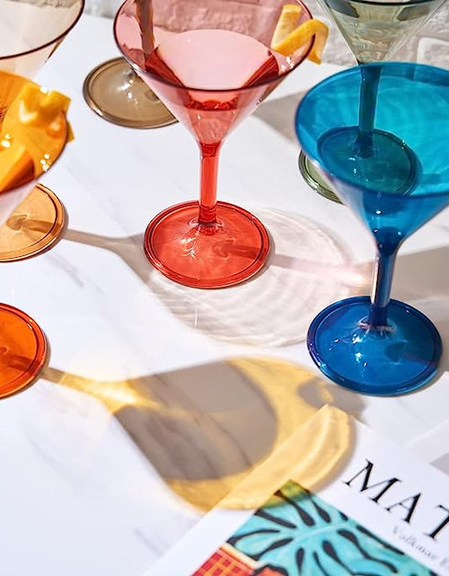 Load image into Gallery viewer, Unbreakable Pastel Color Acrylic Martini Glasses | Set of 6 | European Style Cocktail Cups 100% Tritan Drinkware, 5 oz Dishwasher Safe BPA-free plastic, For Wedding, Poolside Indoors &amp; Outdoors by The Wine Savant
