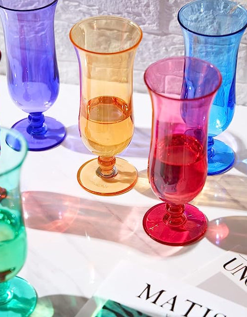 Load image into Gallery viewer, Unbreakable Color Hurricane Glasses | Set of 6 | 100% Tritan Drinkware, 14 oz Acrylic Dishwasher Safe Shatterproof BPA-free plastic, Reusable Pina Colada, Cocktail Margarita Tropical Party Drinkware by The Wine Savant
