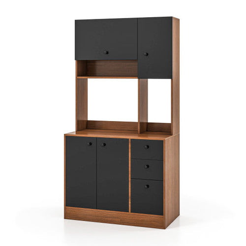 Load image into Gallery viewer, 71 Inch Kitchen Pantry with 3 Storage Cabinet and 3 Deep Drawers-Walnut
