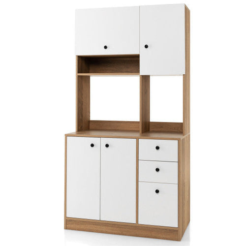 Load image into Gallery viewer, 71 Inch Kitchen Pantry with 3 Storage Cabinet and 3 Deep Drawers-White
