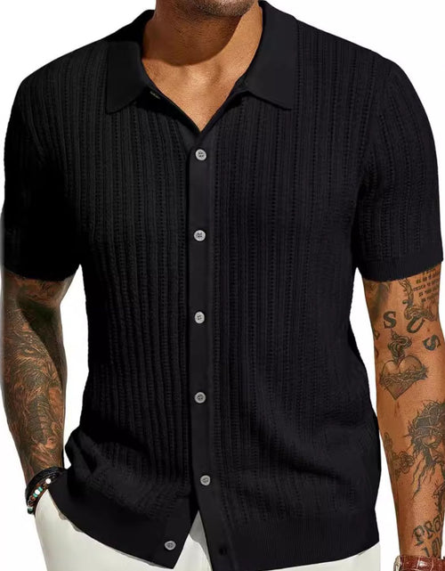 Load image into Gallery viewer, Men's Full Size Openwork Button Down Collared Neck Shirt Plus Size
