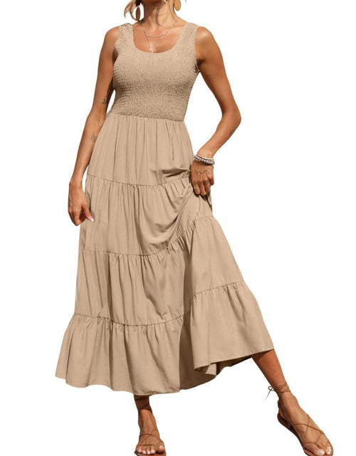 Load image into Gallery viewer, Tiered Smocked Wide Strap Dress
