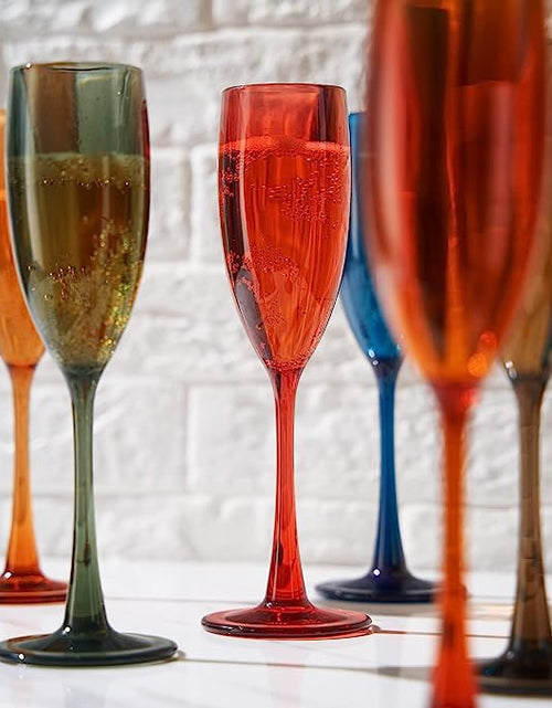 Load image into Gallery viewer, Unbreakable Pastel Color Acrylic Champagne Flutes Glasses | Set of 6 | European Style Toasting Cups 100% Tritan Drinkware, 5 oz Dishwasher Safe BPA-free plastic, Perfect for Wedding, Poolside Outdoors by The Wine Savant
