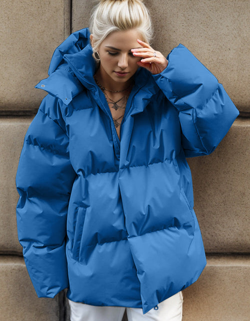 Load image into Gallery viewer, Pocketed Zip Up Hooded Puffer Jacket
