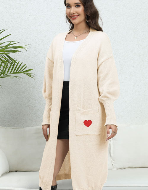 Load image into Gallery viewer, Lantern Sleeve Open Front Pocketed Cardigan
