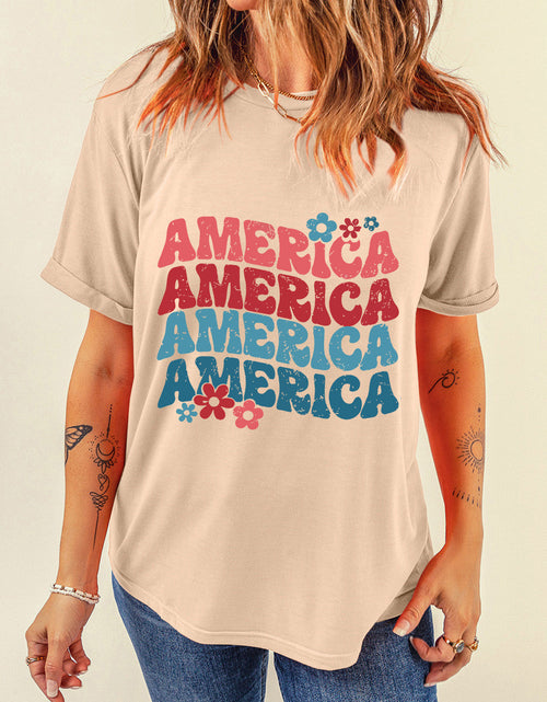 Load image into Gallery viewer, AMERICA Round Neck Short Sleeve T-Shirt
