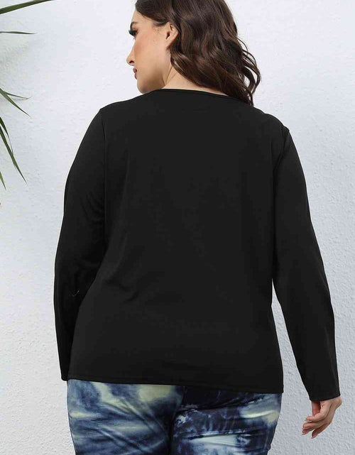 Load image into Gallery viewer, Plus Size Cutout Front Long Sleeve T-Shirt
