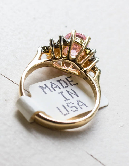 Load image into Gallery viewer, Vintage 1980's Cubic Zirconia Ring with Clear Austrian Crystals 18k Yellow Gold Electroplated by PVD Vintage Jewelry
