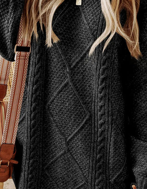 Load image into Gallery viewer, Cable-Knit Round Neck Sweater Dress
