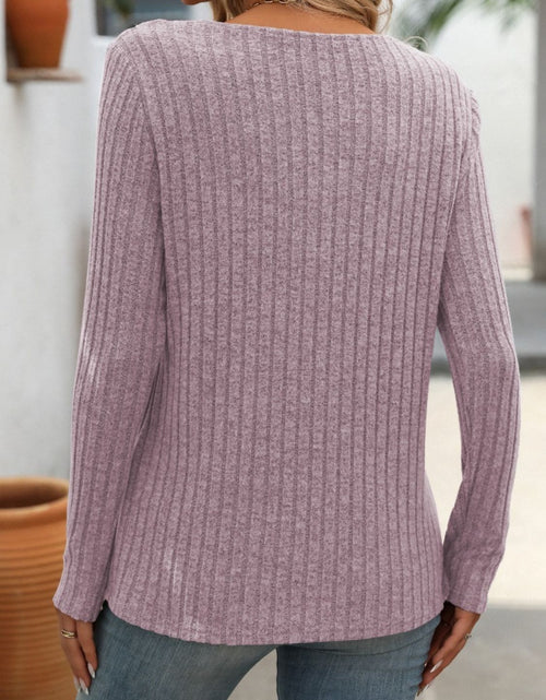 Load image into Gallery viewer, Mandy Ribbed V-Neck Long Sleeve T-Shirt
