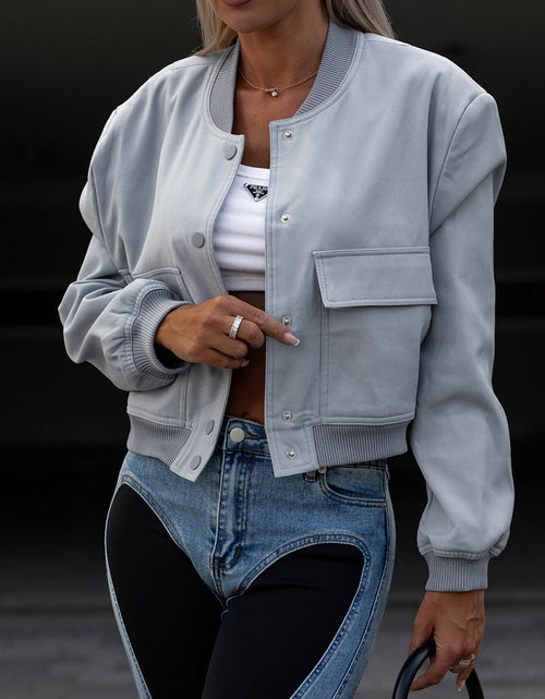 Load image into Gallery viewer, Pocketed Snap Down Baseball Collar Jacket
